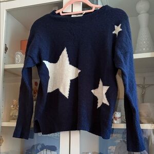 Vineyard Vines Navy 100% Cashmere Sweater with White Stars XXS
